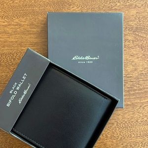 Eddie Bauer Black Genuine Leather Bifold Wallet